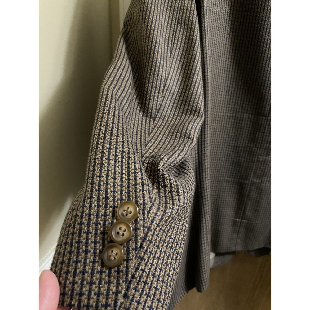 Vintage Carlo Mandrone Mens Suit Jacket Silk Wool Pockets Tweed Style Brown 50R - Picture 14 of 15